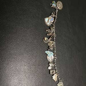 Silver Vintage Charm Bracelet Collectable Silver Charms